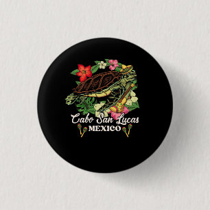 Macaron Rond 2,50 Cm Cabo San Lucas Tortues de mer Mexique Tortue et Fl