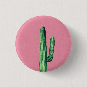 Macaron Rond 2,50 Cm Cactus sur rose. Les cactus verts. Aquarelle botan