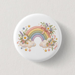 Macaron Rond 2,50 Cm Cadeau Arc-en-ciel à l'aquarelle – Nuage Charmant