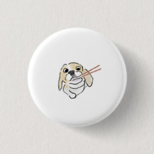 Macaron Rond 2,50 Cm Cadeau de chiot Beagle drôle mangeant des sushis