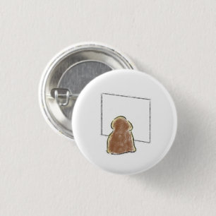 Macaron Rond 2,50 Cm Cadeau de chiot brun mignon attendant près de la f