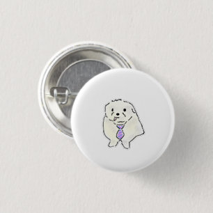Macaron Rond 2,50 Cm Cadeau de chiot mignon et duveteux portant un nœud
