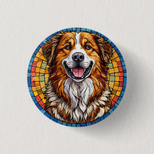 Macaron Rond 2,50 Cm 🐶 Cadeau de mosaïque de chien souriant pour amate