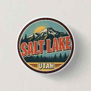 Macaron Rond 2,50 Cm Cadeau de ski vintage Salt Lake City nature Utah
