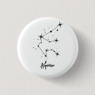 Macaron Rond 2,50 Cm Cadeau du signe du zodiaque Verseau, astrologie de