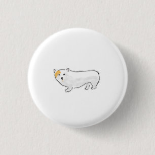 Macaron Rond 2,50 Cm Cadeau minimaliste Corgi blanc dessiné à la main