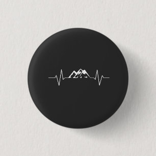 Macaron Rond 2,50 Cm Cadeau Randonnée d'alpinisme Heartbeat