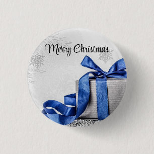 Macaron Rond 2,50 Cm Cadeaux de Noël bleu et argent