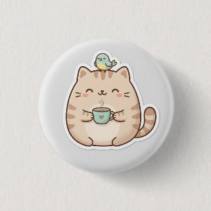 Macaron Rond 2,50 Cm Café du Chat Mignon et Joufflu