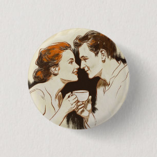 Macaron Rond 2,50 Cm Café romantique Date Couples Partageant un regard 