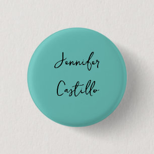 Macaron Rond 2,50 Cm Calligraphie moderne minimaliste en bleu clair