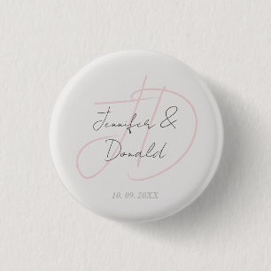 Macaron Rond 2,50 Cm Calligraphie tendance monogramme de script classiq