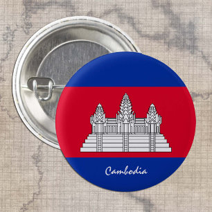 Macaron Rond 2,50 Cm Cambodge bouton, mode patriotique du drapeau cambo