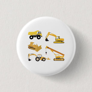 Macaron Rond 2,50 Cm Camions de construction Enfants