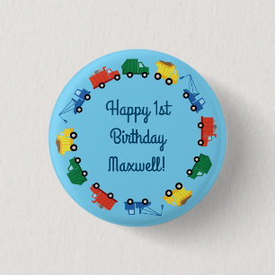Macaron Rond 2,50 Cm Camions Voitures Cute 1er Anniversaire Fête Thèm