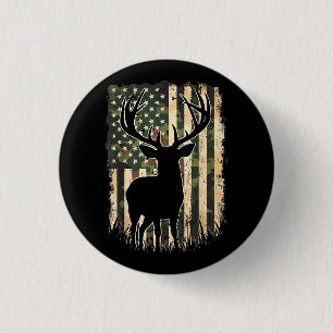Macaron Rond 2,50 Cm Camo US Drapeau Chasse aux Cerfs Chasse au Camofla
