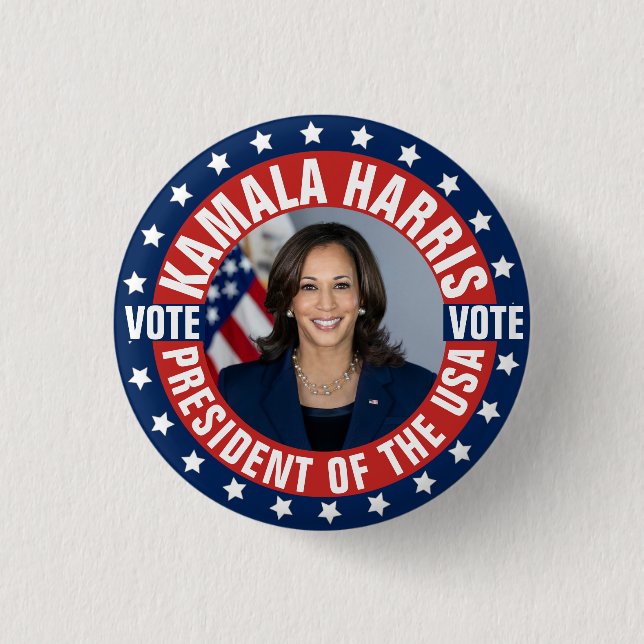 Macaron Rond 2,50 Cm Campagne Kamala Harris (Devant)