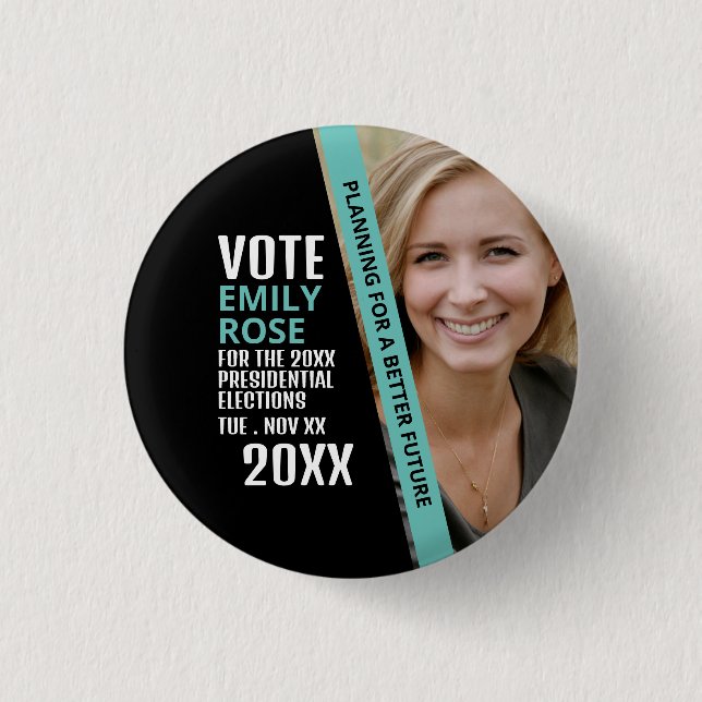 Macaron Rond 2,50 Cm Campagne politique moderne tendance Publicité (Devant)