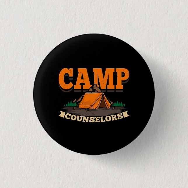 Macaron Rond 2,50 Cm Camping - Conseiller de camp (Devant)