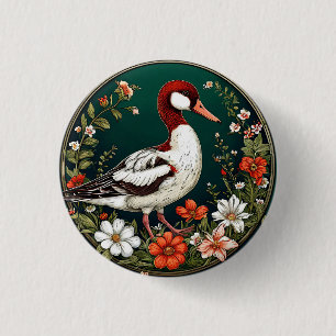 Macaron Rond 2,50 Cm Canard élégant entouré de fleurs vibrantes