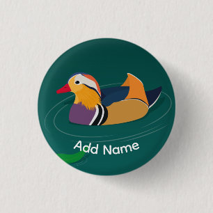 Macaron Rond 2,50 Cm Canard Mandarin Coloré Art Moderne Personnalisé Ve