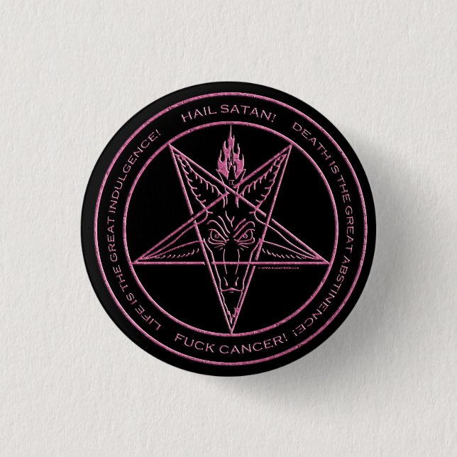 Macaron Rond 2,50 Cm CANCER DE F*CK ! Goupille de Baphomet (Devant)