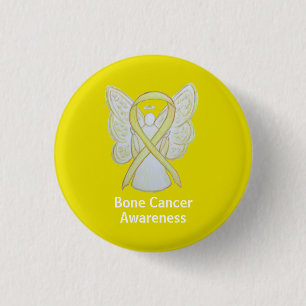 Macaron Rond 2,50 Cm Cancer de l’os Sensibilisation à l’angl jaune