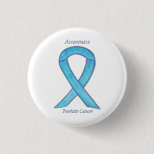 Macaron Rond 2,50 Cm Cancer de la prostate Bleu de sensibilisation Ruba