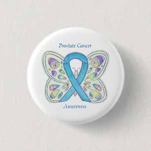 Macaron Rond 2,50 Cm Cancer de la prostate Bleu de sensibilisation Ruba