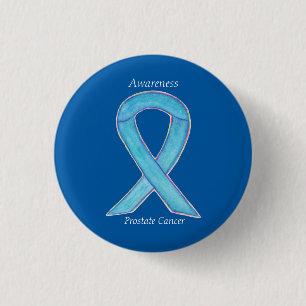 Macaron Rond 2,50 Cm Cancer de la prostate Bleu de sensibilisation Ruba