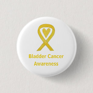 Macaron Rond 2,50 Cm Cancer de la vessie Sensibilisation au coeur jaune