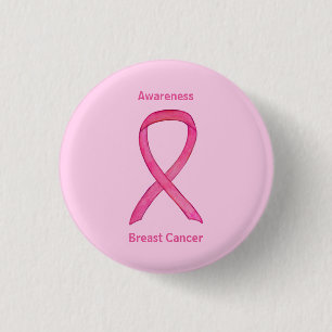 Macaron Rond 2,50 Cm Cancer du sein Pink Awareness Ruban Custom Pins