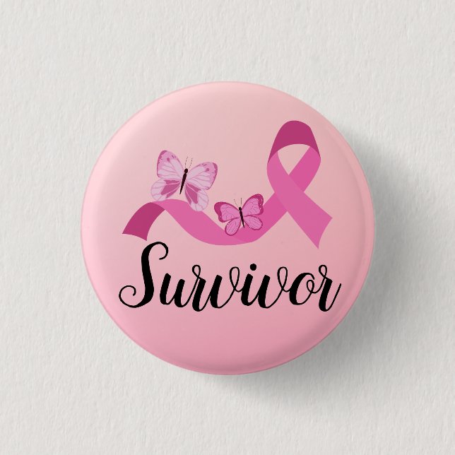 Macaron Rond 2,50 Cm Cancer du sein rose survivant (Devant)