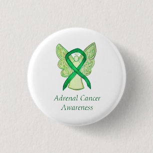 Macaron Rond 2,50 Cm Cancer surrénal Sensibilisation verte Ruban Ange É