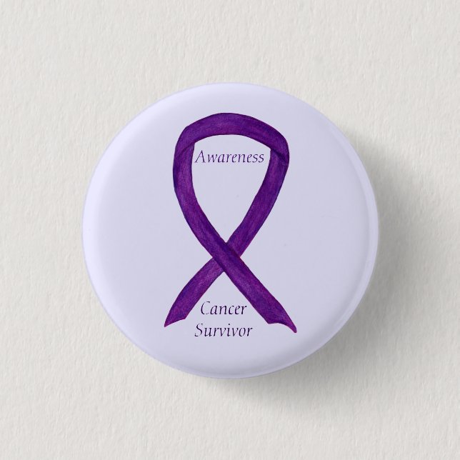 Macaron Rond 2,50 Cm Cancer Survivante Sensibilisation Ruban Pins Perso (Devant)