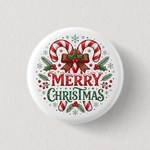 Macaron Rond 2,50 Cm Canne de bonbon Joyeux Noël 
