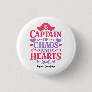 Macaron Rond 2,50 Cm Capitaine du Chaos et Graphique Pirate de Coeurs