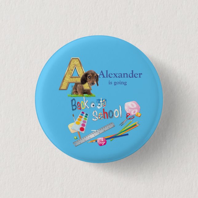 Macaron Rond 2,50 Cm Capitales Alphabet Retour à l'école (Devant)