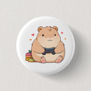 Macaron Rond 2,50 Cm Capybara Joueur Mignon Design Kawaii
