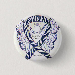 Macaron Rond 2,50 Cm Carcinoïde Cancer Sensibilisation Ruban Angle Épin