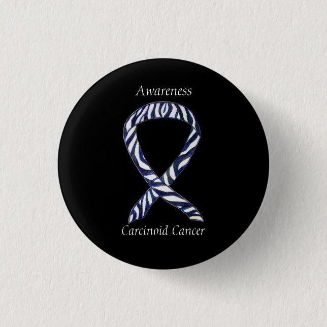 Macaron Rond 2,50 Cm Carcinoïde Cancer Sensibilisation Ruban Personnali (Devant)