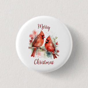 Macaron Rond 2,50 Cm Cardinal rouge d'art de Noël Oiseaux Fêtes