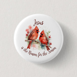 Macaron Rond 2,50 Cm Cardinal rouge de Noël Jésus raison de la saison