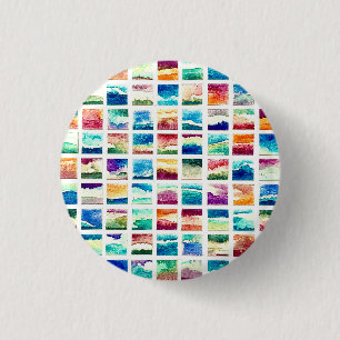 Macaron Rond 2,50 Cm Carrés de Nuages Aquarelle Abstraite