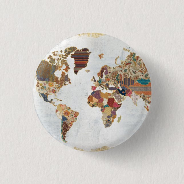 Macaron Rond 2,50 Cm Carte du monde de motif (Devant)