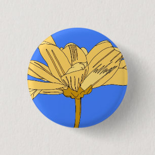Macaron Rond 2,50 Cm Carte fleur jaune