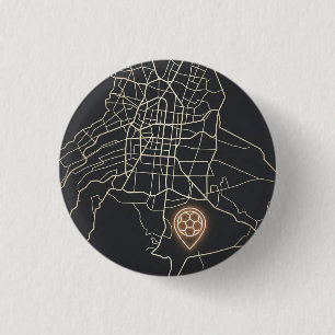 Macaron Rond 2,50 Cm Carte minimale de NYC avec une épingle de football