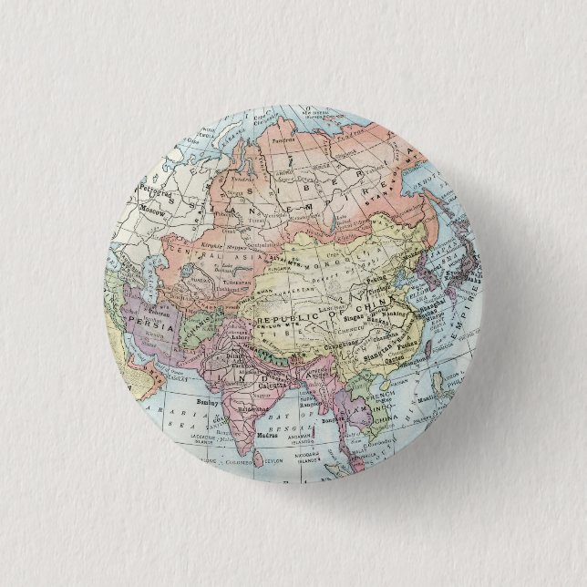 Macaron Rond 2,50 Cm Carte politique de l'Asie (1916) (Devant)