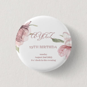 Macaron Rond 2,50 Cm Carton d'invitation élégant floral pour 18e annive