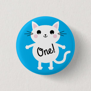 Macaron Rond 2,50 Cm Cat Cute Kitty Colorée 1er anniversaire Thème de